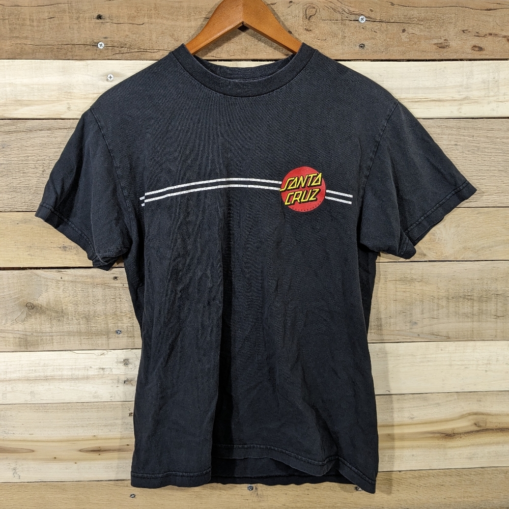 Vintage Santa Cruz Skateboards Men T-Shirt Black Logo Graphic T
